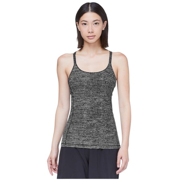 EUC Lululemon “Free To Be” Tank Top in Twillines Ice Grey Black/Black (R) - Picture 1 of 11